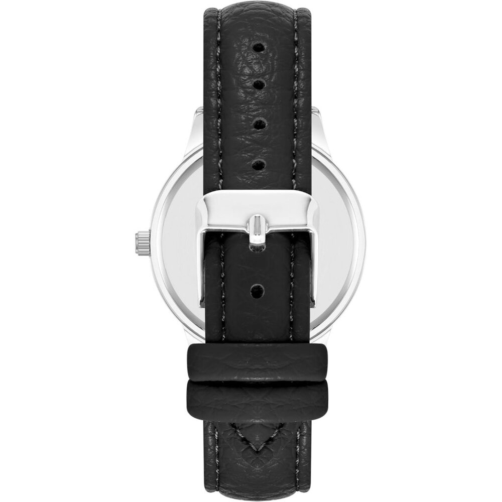 Women's Crystal Lens Faux Leather Strap Silver/Black Tone Buckle Closure Watch - Picture 3 of 5